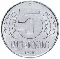 Купить ГДР 5 пфеннигов (pfennig) 1975 А