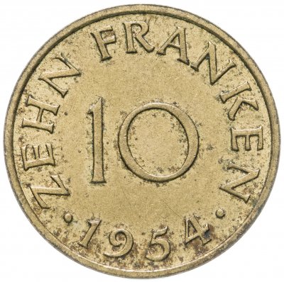 купить Саар 10 франков (francs) 1954