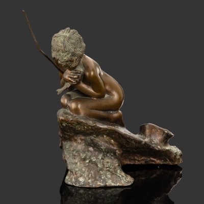 купить Скульптура "Il Pescatoriello Marvasi (Мальчик-рыбак Марваси)", по модели скульптора Vincenzo Gemito (Винченцо Гемито), бронза, литье, Италия, 1930-1970 гг.
