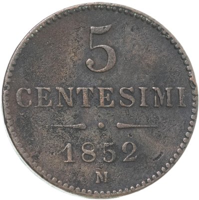 купить Ломбардия-Венеция 5 чентезимо, 1852 М