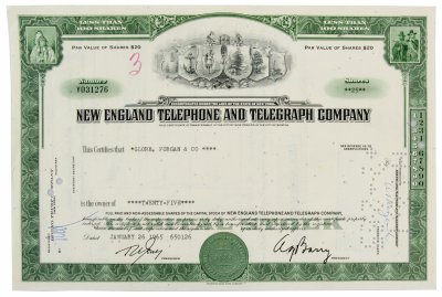 купить Акция США NEW ENGLAND TELEPHONE AND TELEGRAPH COMPANY, 1965 гг.