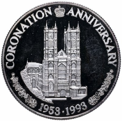 купить Тёркс и Кайкос 20 крон (crown) 1993 "40 лет коронации Королевы Елизаветы II "