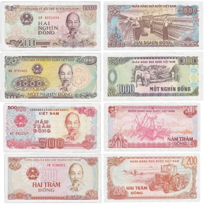 купить Вьетнам набор из 4 банкнот 200, 500, 1000, 2000 донг 1987 - 1988