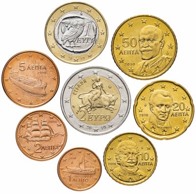 купить Греция годовой набор евро 2010 (8 монет) 1, 2, 5, 10, 20, 50 центов, 1 и 2 евро