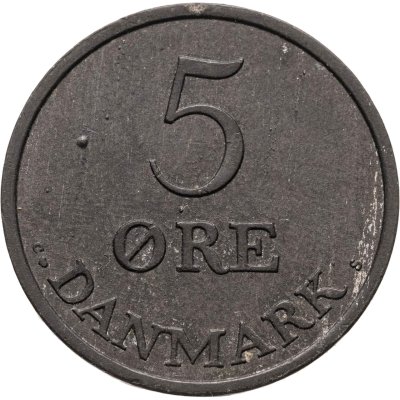 купить Дания 5 эре (ore) 1957 Цинк /серый цвет/