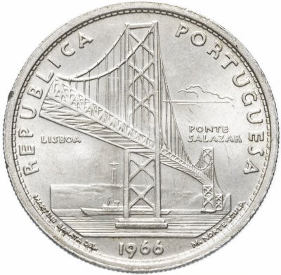 купить Португалия 20 эскудо (escudos) 1966 "Открытие моста Антониу Салазара"