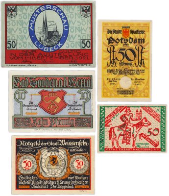купить Германия (разные земли) набор из 5 нотгельдов 1920-1923
