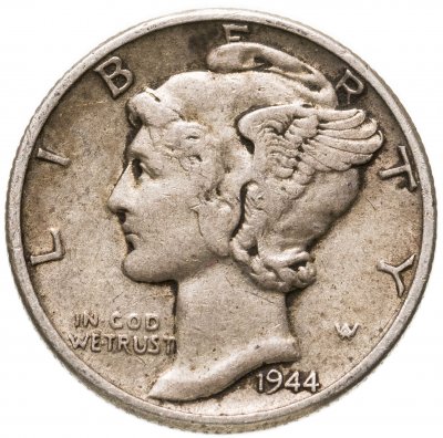 купить США 10 центов (дайм, one dime) 1944 D