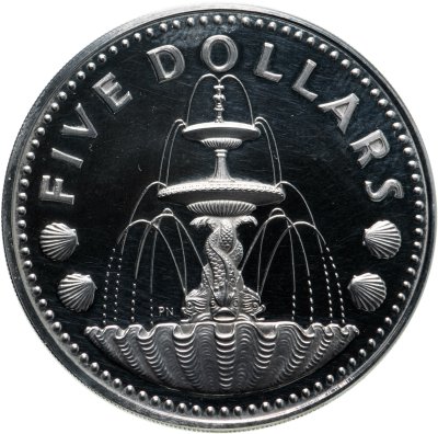купить Барбадос 5 долларов (dollars) 1973 Фонтан