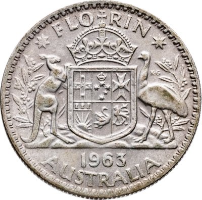 купить Австралия 2 шиллинга (флорин, shillings) 1963
