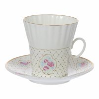 купить Пара кофейная с нежным цветочным декором, фарфор, деколь, Ленинградский фарфоровый завод ("ЛФЗ"), СССР, 1970-1990 гг.
