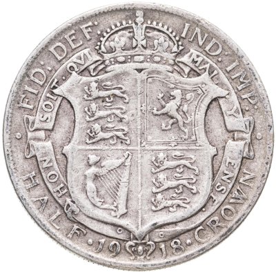 купить Великобритания 1/2 кроны (crown) 1918
