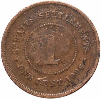 купить Стрейтс Сетлментс 1 цент (cent) 1906