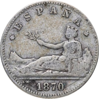 купить Испания 1 песета (peseta) 1870