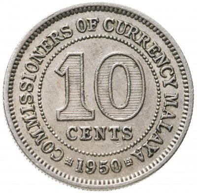 купить Малайя 10 центов (cents) 1950 Георг VI