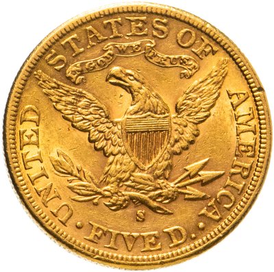 купить США 5 долларов (dollars) 1886 Половина орла, знак монетного двора: "S" - Сан-Франциско