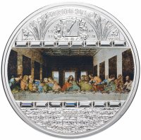 Купить Острова Кука 20 долларов 2008 "Шедевры живописи - Леонардо да Винчи - Тайная вечеря" UNC, в футляре