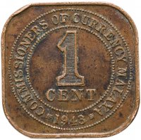купить Малайя 1 цент (cent) 1943