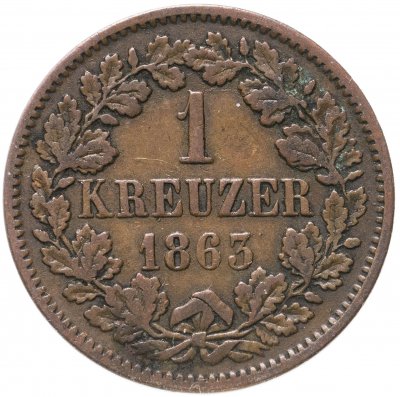 купить Германия, Баден 1 крейцер (kreuzer) 1863