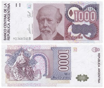 купить Аргентина 1000 аустралей 1988-1990 (Pick 329)