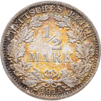купить Германия 1/2 марки (mark) 1915 Знак монетного двора: "A" - Берлин