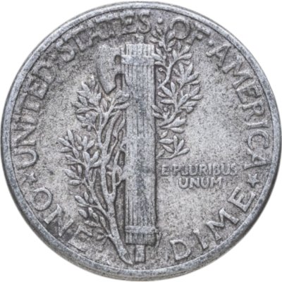 купить США 10 центов (дайм, one dime) 1945 Mercury Dime (дайм «Меркурий») без обозначения монетного двора