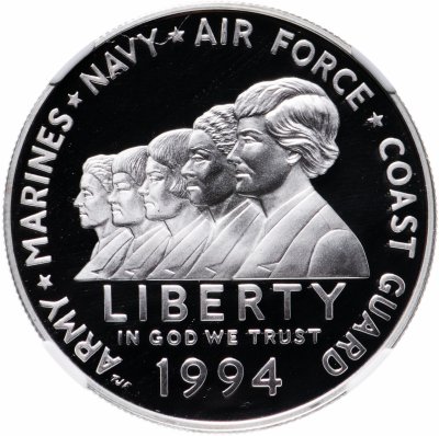 купить США 1 доллар (dollar) 1994 P Мемориал женщинам на военной службе знак монетного двора: "P" - Филадельфия в слабе NGC PF69