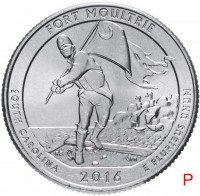 Купить США 1/4 доллара (25 центов, квотер) 2016 P — "Форт Молтри" (35-й парк)