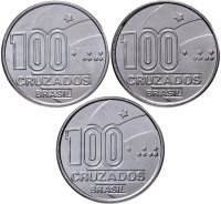 Купить Бразилия набор 100 крузадо 1988 100 лет отмены рабства