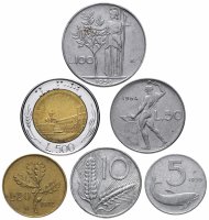 Купить Италия набор монет 1951-2001 (6 штук)