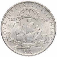купить Швеция 2 кроны 1938 "300 лет поселению Делавэр"