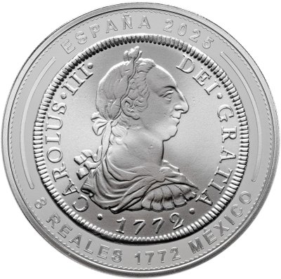 купить Испания 10 евро 2025 "Монета 8 реалов 1772, монетный двор Мехико, Карлос III" в футляре с сертификатом