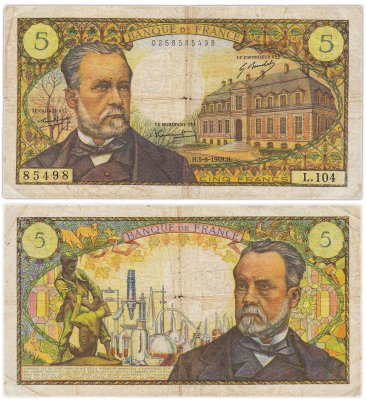 купить Франция 5 франков 1969 (Louis Pasteur, Луи Пастер) Pick 146