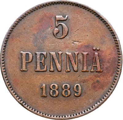 купить 5 пенни 1889, монета для Финляндии