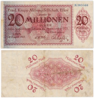 купить Германия 20000000 марок 1923 год. Эссен Essen
