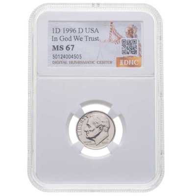 купить США 10 центов (one dime) 1996 "Roosevelt Dime" в слабе DNC MS67