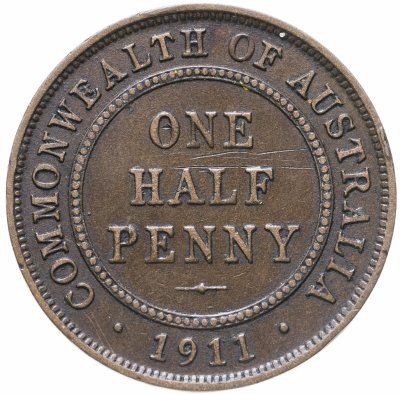 купить Австралия 1/2 пенни (penny) 1911