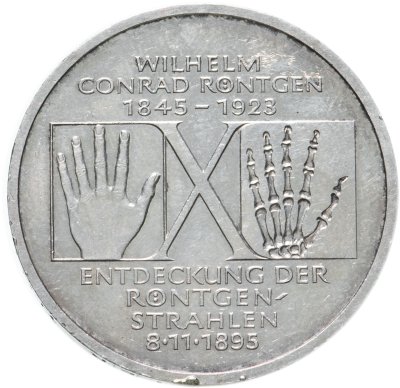 купить Германия 10 марок (deutsche mark) 1995 150 лет со дня рождения Вильгельма Конрада Рентгена