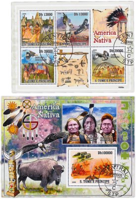 купить Сан-Томе и Принсипи набор из 2 квартблоков "Коренные народы США"