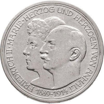 купить Германская Империя 3 марки (mark) 1914 "25 лет свадьбе Фридриха II и Марии Баденской Анхальт-Дессау"