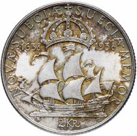 купить Швеция 2 кроны 1938 "300 лет поселению Делавэр"