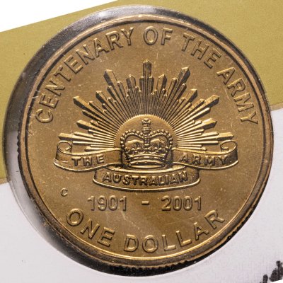 купить Австралия 1 доллар (dollar) 2001 "100 лет армии" в буклете