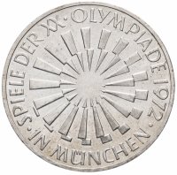 купить Германия, ФРГ 10 марок 1972 "Олимпиада в Мюнхене -Эмблема In München", случайный монетный двор