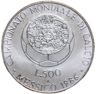купить Италия 500 лир (lire) 1986 "Чемпионат мира по футболу в Мексике 1986"