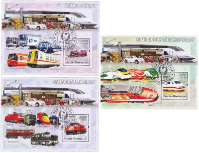 купить Гвинея-Бисау марки набор из 3 квартблоков "Электро Поезда. Метро"