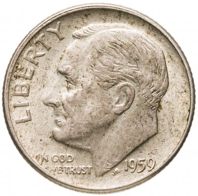 купить США 10 центов (дайм, one dime) 1959 Рузвельт (Silver Roosevelt Dime)