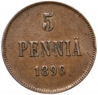 Купить 5 пенни 1896, монета для Финляндии
