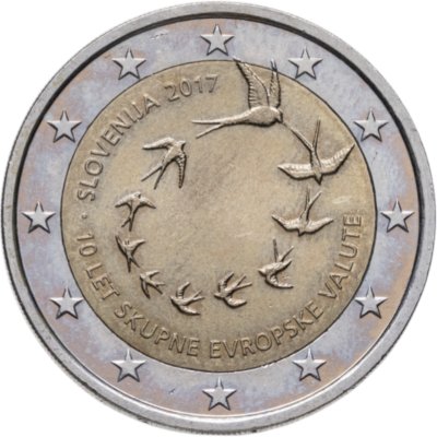 купить Словения 2 евро (euro) 2017 10-я годовщина введения евро в Словении