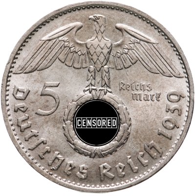купить Германия, Третий рейх 5 рейхсмарок (reichsmark) 1939, орёл со свастикой
