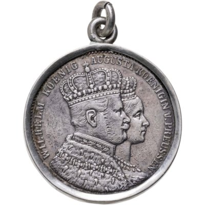купить Кулон с монетой Германия, Пруссия 1 союзный талер (vereinstaler) 1861 Коронация Вильгельма I и Августы
